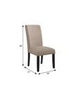 Set of Two Taupe And Dark Brown Linen And Solid Wood Dining Side Chairs