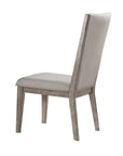 Set of Two Gray Fabric And Solid Wood Dining Side Chairs
