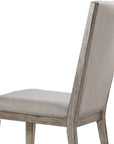 Set of Two Gray Fabric And Solid Wood Dining Side Chairs