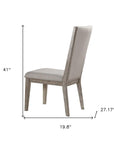 Set of Two Gray Fabric And Solid Wood Dining Side Chairs
