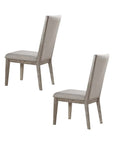 Set of Two Gray Fabric And Solid Wood Dining Side Chairs