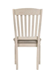 Set of Two Tan And Cream Fabric And Solid Wood Slat Back Dining Side Chairs