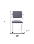 Set of Two Gray And White Fabric And Metal Partially Open Back Dining Side Chairs