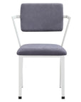 Set of Two Gray And White Fabric And Metal Partially Open Back Dining Side Chairs