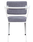 Set of Two Gray And White Fabric And Metal Partially Open Back Dining Side Chairs