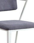 Set of Two Gray And White Fabric And Metal Partially Open Back Dining Side Chairs
