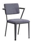 Set of Two Gray And Gunmetal Fabric And Metal Open Back Dining Side Chairs