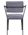 Set of Two Gray And Gunmetal Fabric And Metal Open Back Dining Side Chairs