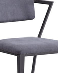 Set of Two Gray And Gunmetal Fabric And Metal Open Back Dining Side Chairs