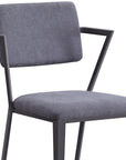 Set of Two Gray And Gunmetal Fabric And Metal Open Back Dining Side Chairs