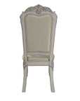 Set of Two White Fabric And Faux Leather And Wood Floral Print Dining Side Chairs