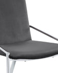 Set of Two Gray and Silver Upholstered Velvet And Metal Dining Side Chairs