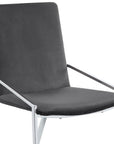 Set of Two Gray and Silver Upholstered Velvet And Metal Dining Side Chairs