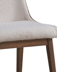 Set of Two White Brown And Walnut Boucle And Velvet And Solid Wood Dining Side Chairs