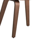 Set of Two Walnut And White Boucle And Solid Wood Curved Back Dining Side Chairs