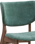 Set of Two Green And Brown Fabric And Solid Wood Partially Open Back Dining Side Chairs