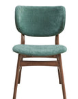 Set of Two Green And Brown Fabric And Solid Wood Partially Open Back Dining Side Chairs