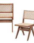 Set of Two Natural Rattan Open Back Dining Side Chairs