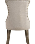 Set of Two Gray Tufted Fabric And Solid Wood Dining Side Chairs