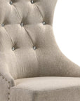 Set of Two Gray Tufted Fabric And Solid Wood Dining Side Chairs