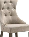 Set of Two Gray Tufted Fabric And Solid Wood Dining Side Chairs