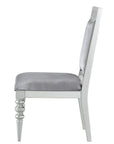 Set of Two Platinum Fabric Solid Wood And Faux Crystal Bling Dining Side Chairs