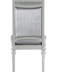Set of Two Platinum Fabric Solid Wood And Faux Crystal Bling Dining Side Chairs