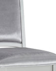 Set of Two Platinum Fabric Solid Wood And Faux Crystal Bling Dining Side Chairs