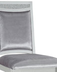 Set of Two Platinum Fabric Solid Wood And Faux Crystal Bling Dining Side Chairs