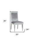 Set of Two Platinum Fabric Solid Wood And Faux Crystal Bling Dining Side Chairs