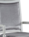 Set of Two Platinum Fabric Solid Wood And Faux Crystal Bling Dining Arm Chairs