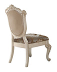 Set of Two Tufted Rose Gold and Pearl Upholstered Faux Leather And Solid Wood Dining Side Chairs