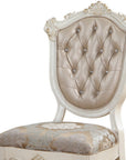 Set of Two Tufted Rose Gold and Pearl Upholstered Faux Leather And Solid Wood Dining Side Chairs