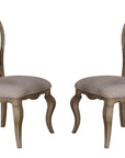 Set of Two Tufted Beige and Taupe Upholstered Fabric And Solid Wood Dining Side Chairs