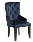 Tufted Dark Blue and Black Upholstered Velvet Dining Parsons Chair