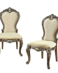 Set of Two Gray and Oak Upholstered Chenille And Solid Wood Dining Side Chairs