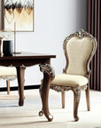 Set of Two Gray and Oak Upholstered Chenille And Solid Wood Dining Side Chairs