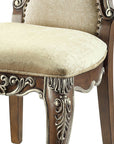 Set of Two Gray and Oak Upholstered Chenille And Solid Wood Dining Side Chairs