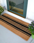 24" X 60" Brown and Black Coir Striped Outdoor Door Mat