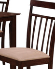 Five Piece Espresso Wood Dining Set with Four Chairs