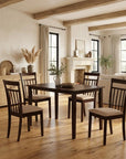Five Piece Espresso Wood Dining Set with Four Chairs