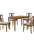 Five Piece Oak Solid Wood Dining Set with Four Chairs