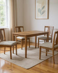 Five Piece Oak Solid Wood Dining Set with Four Chairs