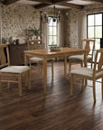 Five Piece Oak Solid Wood Dining Set with Four Chairs