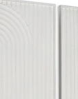 Set of Two White Metal Abstract Hanging Dimensional Sculptures