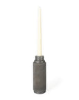 7" Gray Distressed Aluminum Geometric Tabletop Taper Candle Holder