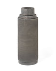 7" Gray Distressed Aluminum Geometric Tabletop Taper Candle Holder