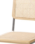 Set of Two Natural and Silver Steel Open Back Dining Side Chairs