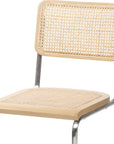 Set of Two Natural and Silver Steel Open Back Dining Side Chairs