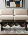 48" Black and Brass Mirrored Glass and Steel Solid Coffee Table
